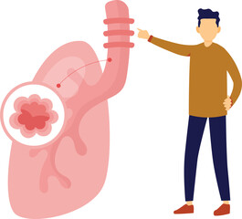 The boy is explaining about infection in lungs