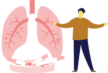 The man is presenting smoking infection on lungs.