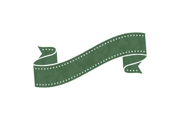 Green ribbon banner illustration with elegant curved design