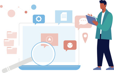 Businessman advertising website domain