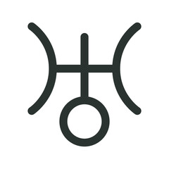 Uranus astrology symbol. Uranus planet vector sign with editable stroke
