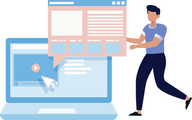 The boy holding webpage file