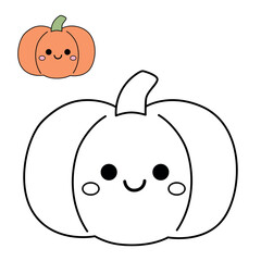 Cartoon cute pumpkin coloring pages thanksgiving day celebrate for kids