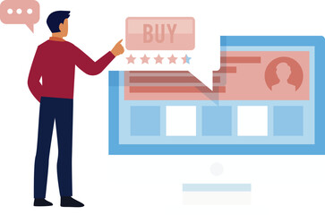 The boy is pointing buying star rating