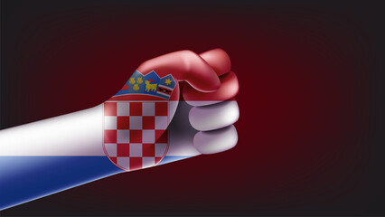 Fist with flag of Croatia. 3d vector illustration