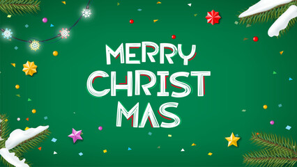 Merry Christmas banner. 3d vector illustration