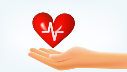 Heart sign in a hand. Vector illustration
