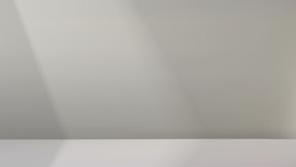 Empty bright room with window light. Realistic showcase for advertisement. 3d style vector illustration