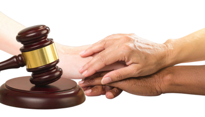  Justice and Unity Concept with Gavel and People Holding Hands – Isolated PNG