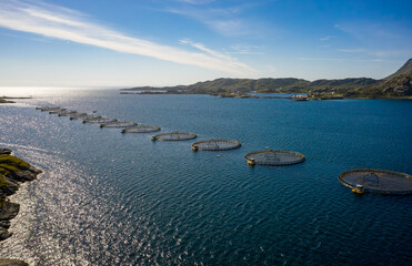 Farm salmon fishing in Norway. Norway is the biggest producer of farmed salmon in the world.