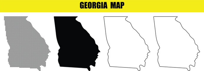 Hand made Georgia state map collection vector illustration in different styles for infographic and design projects Transparent PNG