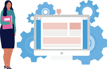 The girl is setting webpage management