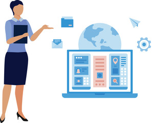 The girl is showing seo optimization analysis