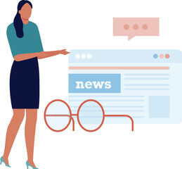 The girl is talking about news website