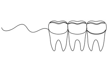 Dental tooth icon simple one line art design isolated on white background
