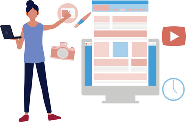 The girl is working digital marketing online advertising