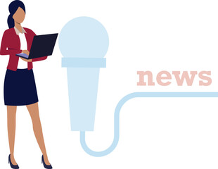 The girl is working news mic