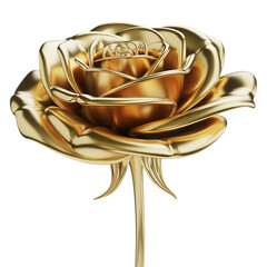Golden Rose: A close-up view of a beautifully crafted golden rose, symbolizing luxury and everlasting beauty. The intricate details of each petal shine, creating a captivating display of artistry.