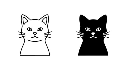 Obraz premium Simple line art drawing of black and white cat faces