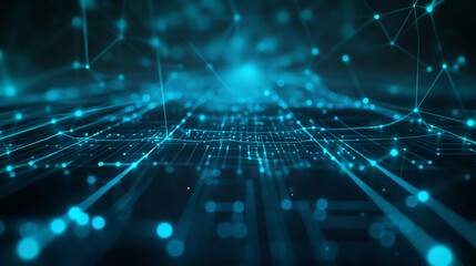Digital Matrix of the Future: The image showcases a network of interconnected digital nodes and pathways, a visual representation of futuristic technology.
