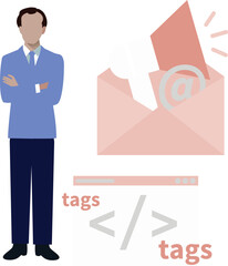 The man is showing Email marketing