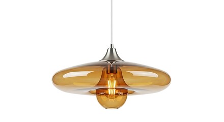 Retro Amber Glass Pendant Light Fixture with Vintage Edison Bulb.