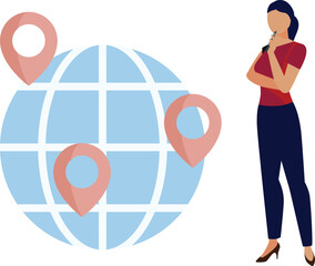 The woman is thinking bout global location