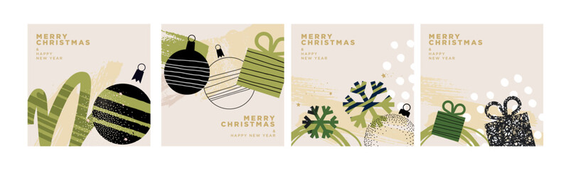 Naklejka na ściany i meble Merry Christmas greeting cards, banners and covers templates. Vector illustrations website, social media, business and marketing material. Naklejka na ściany i meble Merry Christmas greeting cards, banners and covers templates. Vector illustrations website, social media, business and marketing material.