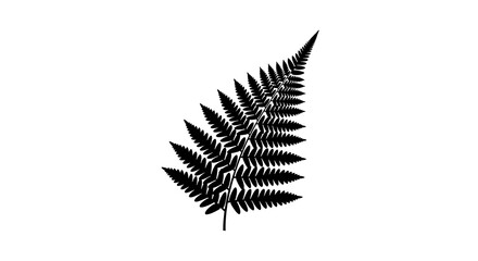 Striking Black Fern Leaf Silhouette Vector on Clean White Background, Minimalist Nature Icon.
