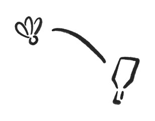 墨絵のモノクロのシンプルな羽根つき　羽子板・羽根・正月素材