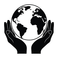 Hands Holding Earth Vector Icon | Global Care Protection and Environmental Safety Concept