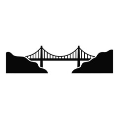 Suspension Bridge Minimal Silhouette Vector Icon | Connection, Infrastructure, and Gap Solution Symbol