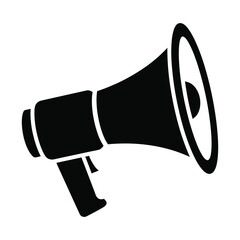 Megaphone or Loudspeaker Black Silhouette Vector | Announcement, Marketing, Public Speaking Icon