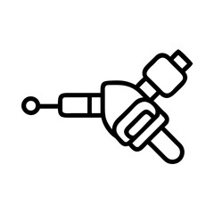 Black and white line art of a tattoo machine