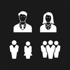 Set glyph icons of business people