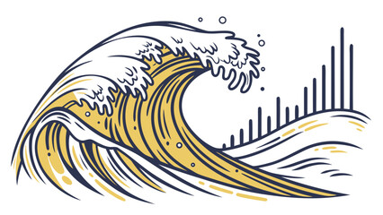 Fototapeta premium Majestic ocean wave cresting with artistic flair, powerful tsunami illustration, embodying strength and movement, perfect for branding or creative projects