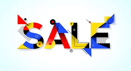 Obraz premium Colorful Geometric Sale Typography Design for Marketing Promotions.