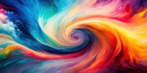 Abstract Whirlwind of Vivid Hues and Dynamic Brushstrokes, a Captivating Symphony of Color and Movement