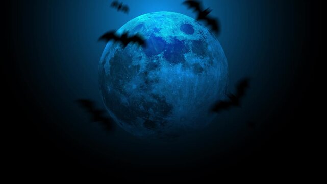 sfondo, video, 4k, pipistrelli, halloween, notte,  stormo di pipistrelli,  luna piena