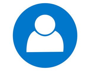 white user profile icon on blue round circle