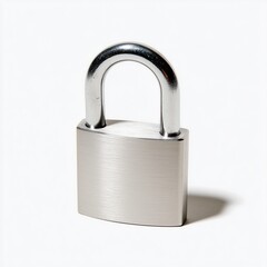 Naklejka premium Minimalist Silver Padlock on White Background