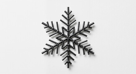A snowflake made from industrial construction materials, a creative holiday concept for engineering and architectural firms.
