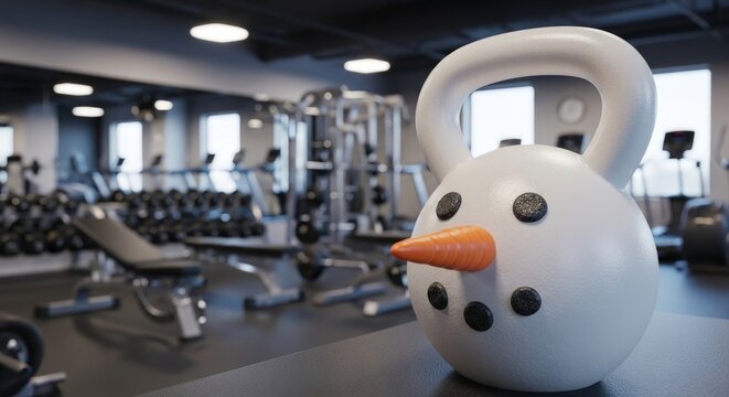 Snowman shaped kettlebell in modern gym