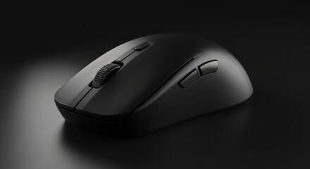 black computer mouse on black background