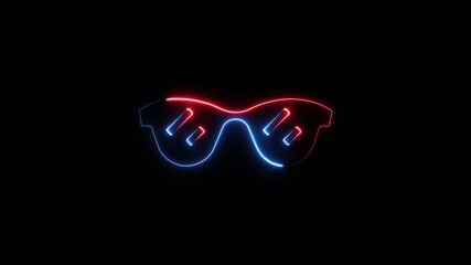 Neon sunglasses glowing red blue outline abstract retro futuristic style dark background vibrant cool eyewear - Powered by Adobe
