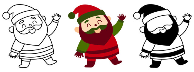 Vector illustration of santa claus character in red suit with beard