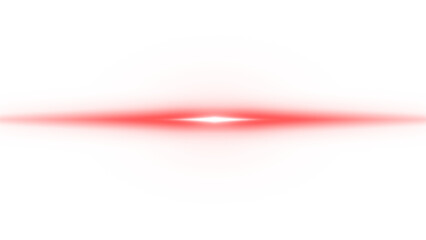 Red glowing lens flare line overlay with transparent background 