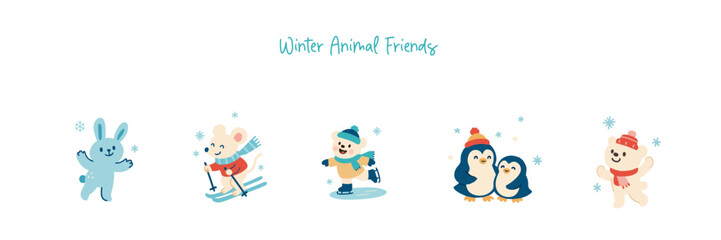 Winter Animal Friends SVG Clipart Set