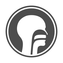 Human throat graphic icon. Throat on silhouette man in the circle isolated sign on white background. Vector illustration