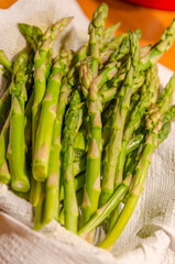 Fresh pack of clean green asparagus 